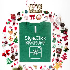 Bella Canvas 3001 Heather Grass Green Tshirt Mockup / Bella 3001CVC Christmas Ball Ornament Mockup / Holiday Mock up / Athletic Heather 3001