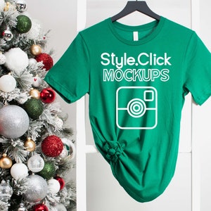 Bella Canvas 3001 Evergreen T-shirt Mockup / Bella 3001 Christmas Mockup Photo / Holiday Mock up / Bella + Canvas 3001c Mock / Styled 3001