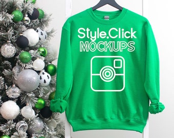 Irish Green Gildan 18000 Sweatshirt Mockup | Gildan Christmas Mockup | Gildan 18000 Holiday Mock | Gildan G180 Irish Green 18000 Mock up