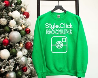 Irish Green Gildan 18000 Sweatshirt Mockup | Gildan Christmas Mockup | Gildan 18000 Holiday Mock | Gildan G180 Irish Green 18000 Mock up
