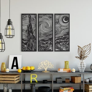 Metal Art Inspired from Van Gogh Starry Night Metal Wall Art, Wall Decor, Home Decor Signs Bedroom, Living room, Bathroom, Office, Kitchen