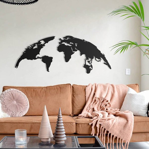 Globe Metal World Map, Metal Wall Art, Sign, Office Wall Art, World Map Design, Minimal World Map,Housewarming Gift,Carte Du Monde,Weltkarte