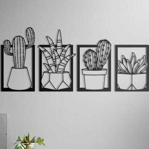 Home & Living Desert Cactus Art Metal Wall Decor Outdoor Wall Art