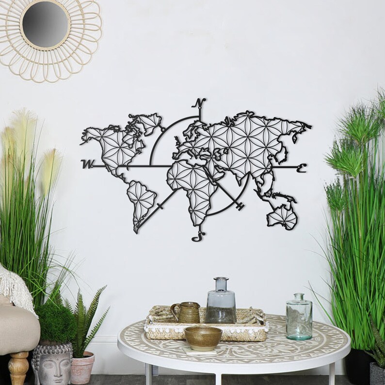 Map of Life Metal World Map Metal Wall Decor Metal Wall Etsy