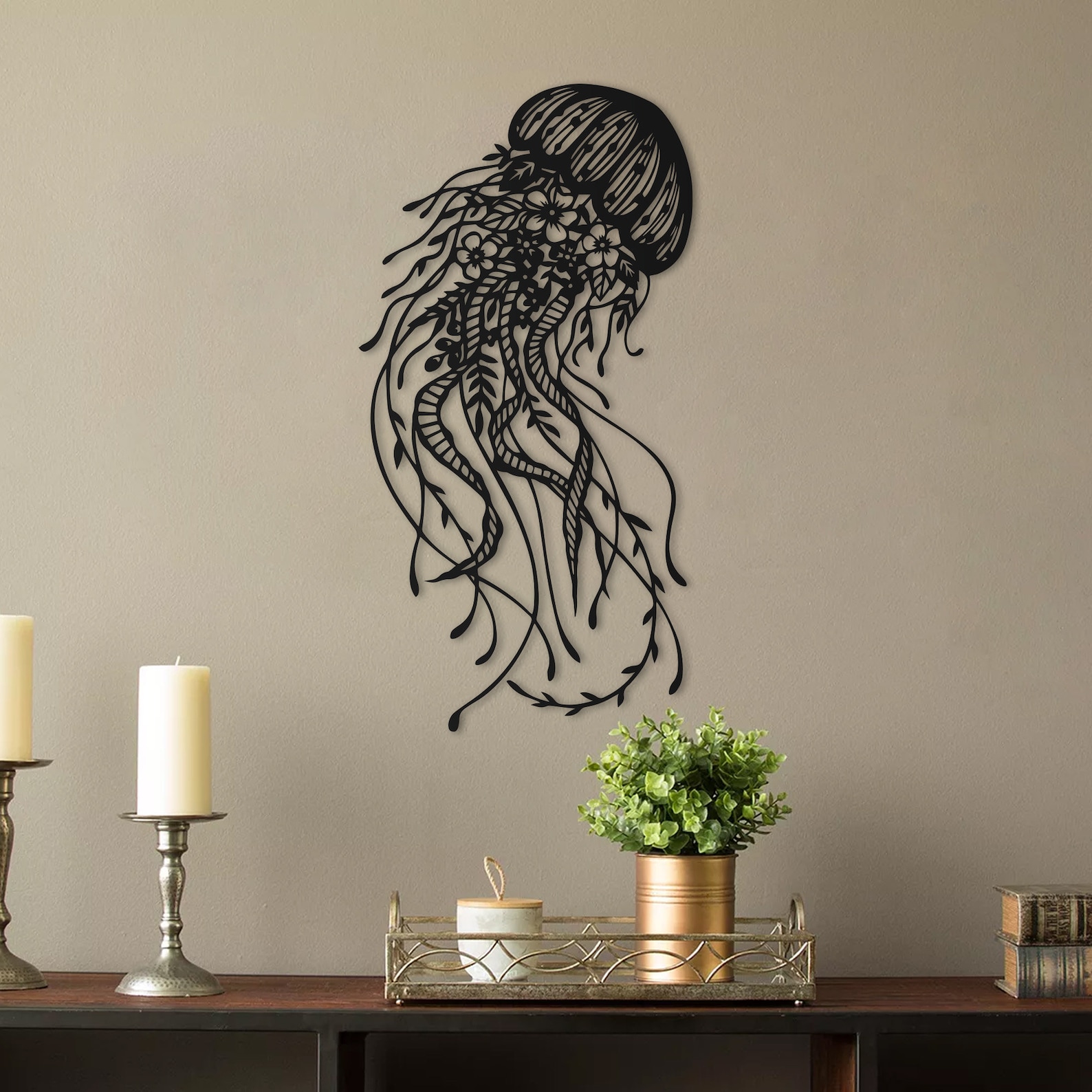 Jellyfish Metal Wall Art Metal Wall Decor Metal Wall Etsy
