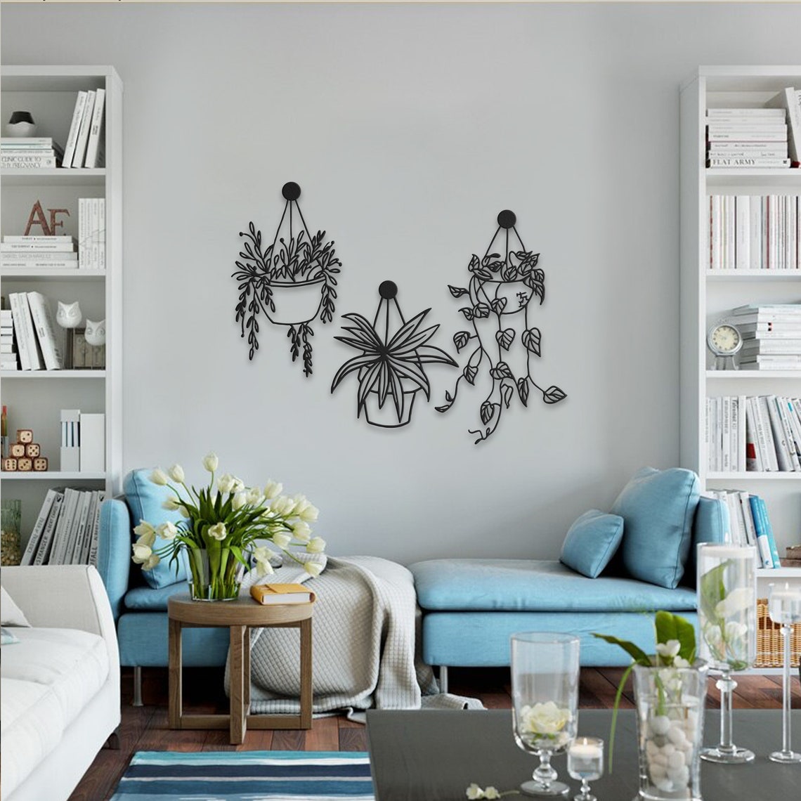 Hanging Flowers Metal Wall Artmetal Wall Sculpture Metal Etsy