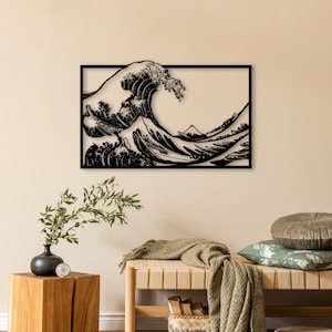 The Great Wave Off Kanagawa Oki Nami Ura Hokusai Metal Wall Art, Wall Decor, Home Signs Bedroom, Living room, Bathroom, Office, Kitchen