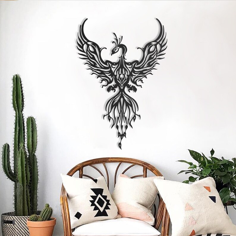 Phoenix Metal Wall Art, Metal Wall Sign, Metal Wall Hanging, Office