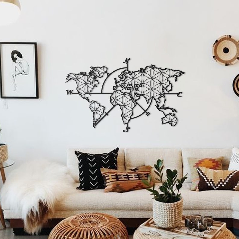 Map of Life Metal World Map Metal Wall Decor Metal Wall Etsy