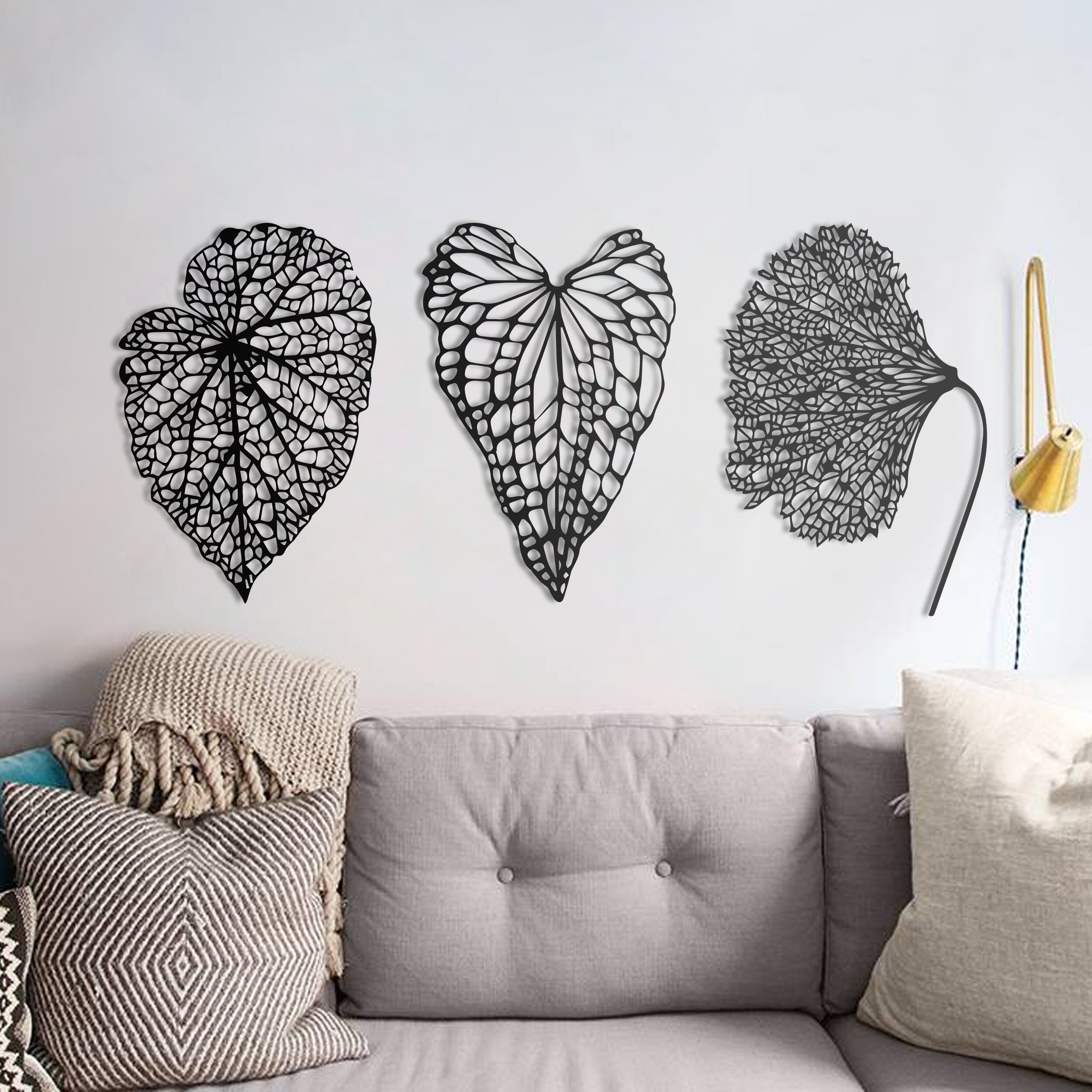 Dry Leaves Wall Decor, Autumn Metal Art, Sculpture, 3 Piece Decorative Artwork, Leaf Leaves, Fall De