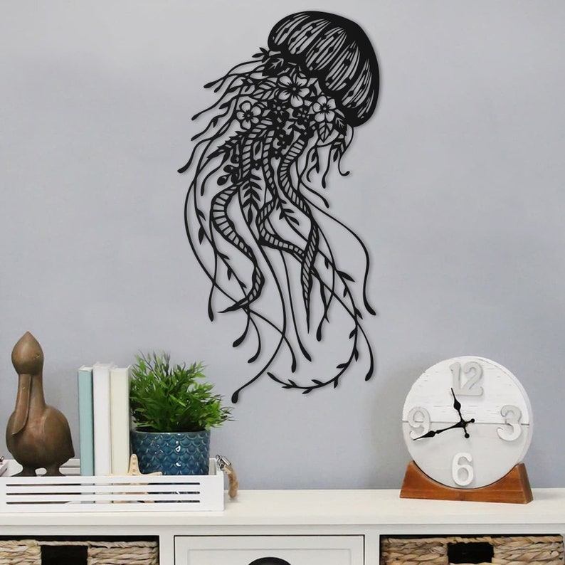Jellyfish Metal Wall Art Metal Wall Decor Metal Wall Etsy