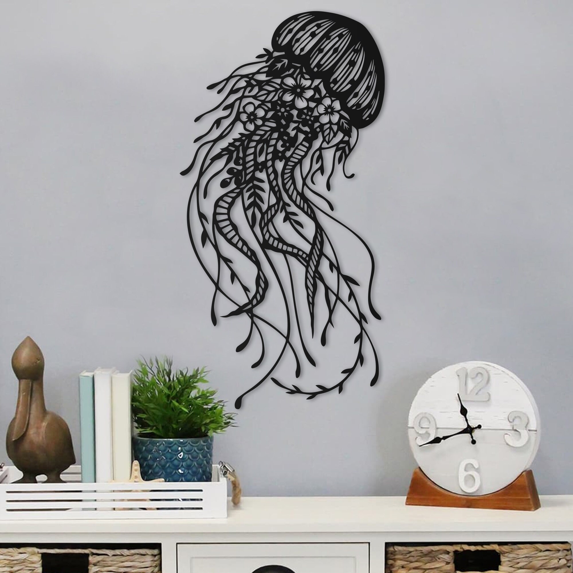 Jellyfish Metal Wall Art Metal Wall Decor Metal Wall Etsy
