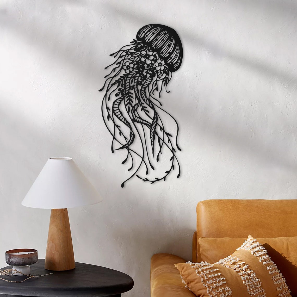 Jellyfish Metal Wall Art Metal Wall Decor Metal Wall Etsy