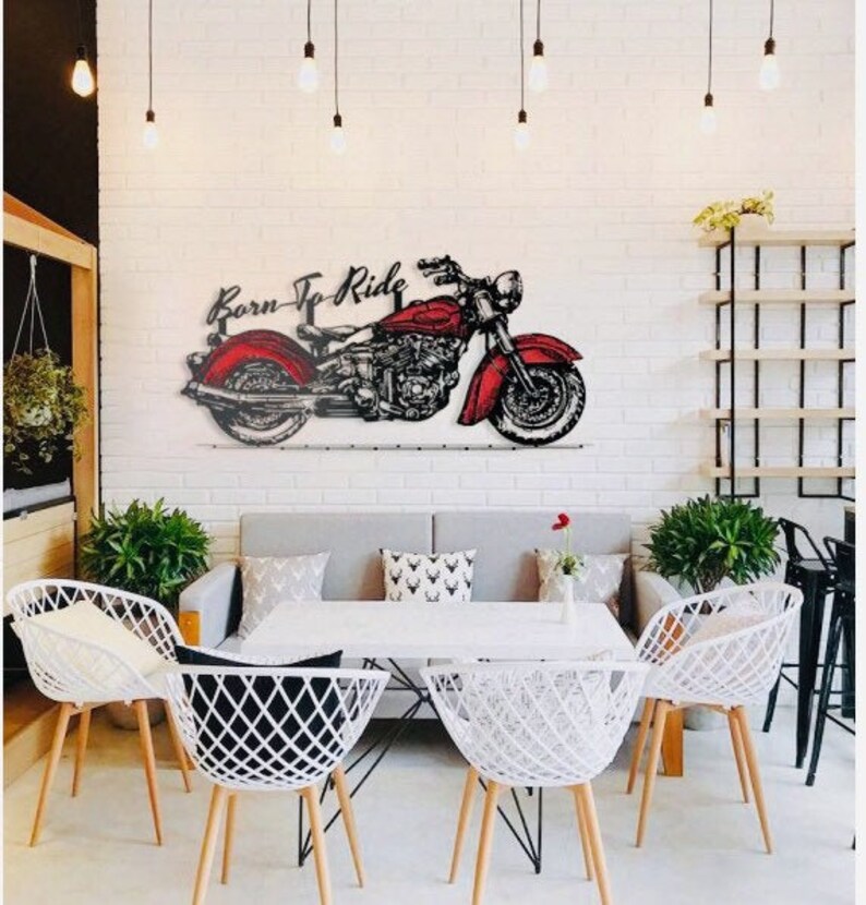 Motorcycle Metal Wall Art Metal Wall Sculpture Motorcycle Etsy