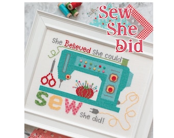 Sew She Did Cross Stitch Pattern - PAPER PATTERN - Designed by Lori Holt