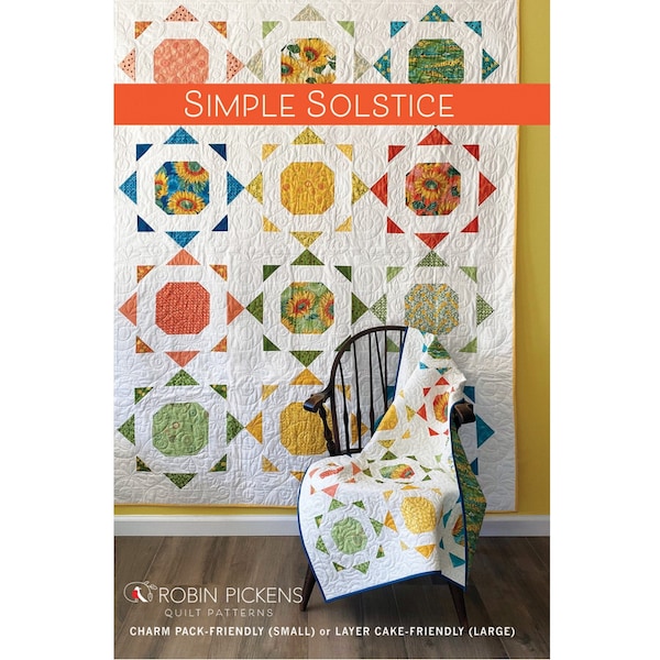 Simple Solstice Quilt Sewing Pattern - PAPER PATTERN - Designed by Robin Pickens