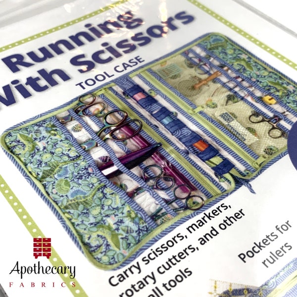 Running With Scissors Sewing Pattern - PAPER PATTERN - Sewing, Craft or Make-up Organizer Carry Bag