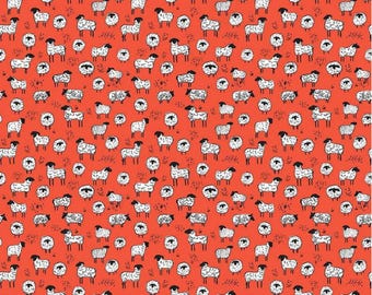 Farm Livin' Sheep Red Cotton Fabric - Riley Blake Designs - Sold by 1/2 Yard