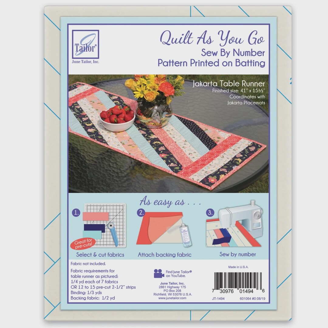Quilt as You Go Jakarta Table Runner - Sew by Number - Pattern Printed ...