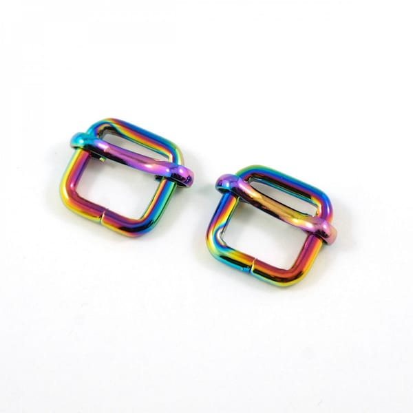 Set of 2 Strap Sliders for 1/2 inch Straps - CHOOSE from Rainbow or Nickel - Metal Bag Purse Wristlet Hardware