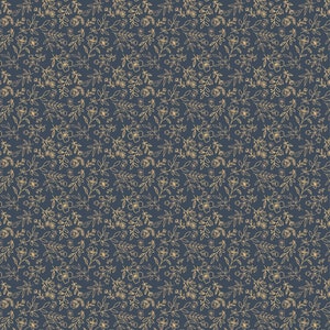 Daisy Mae by Poppie Cottons DM20105 Sweet Blooms Navy - WOVEN FABRIC - Sold by the 1/2 Yard