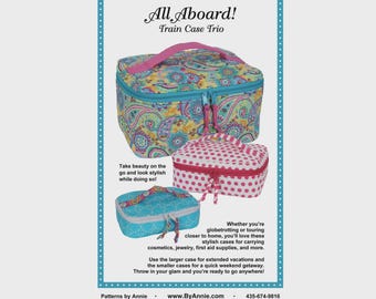 All Aboard Train Case Trio Sewing Pattern - PAPER PATTERN - Tote Bag Tutorial By Annie