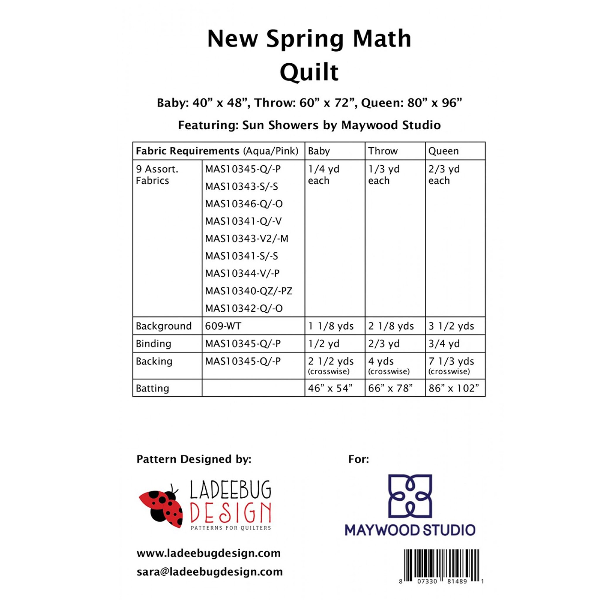 New Spring Math Quilt Pattern - PAPER PATTERN - Designed by Ladeebug ...