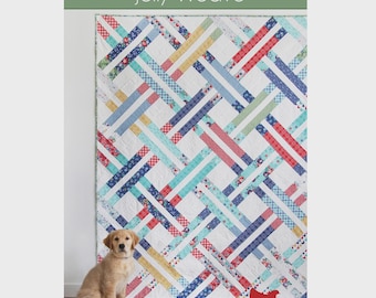 Jelly Weave Quilt Pattern - PAPER PATTERN - Jelly Roll Friendly Quilt Tutorial in 5 Different Sizes
