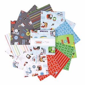 Thomas & Friends 5&quot; Charm Pack Riley Blake Quilt Fabric Pre-Cut 42 Pieces 5x5