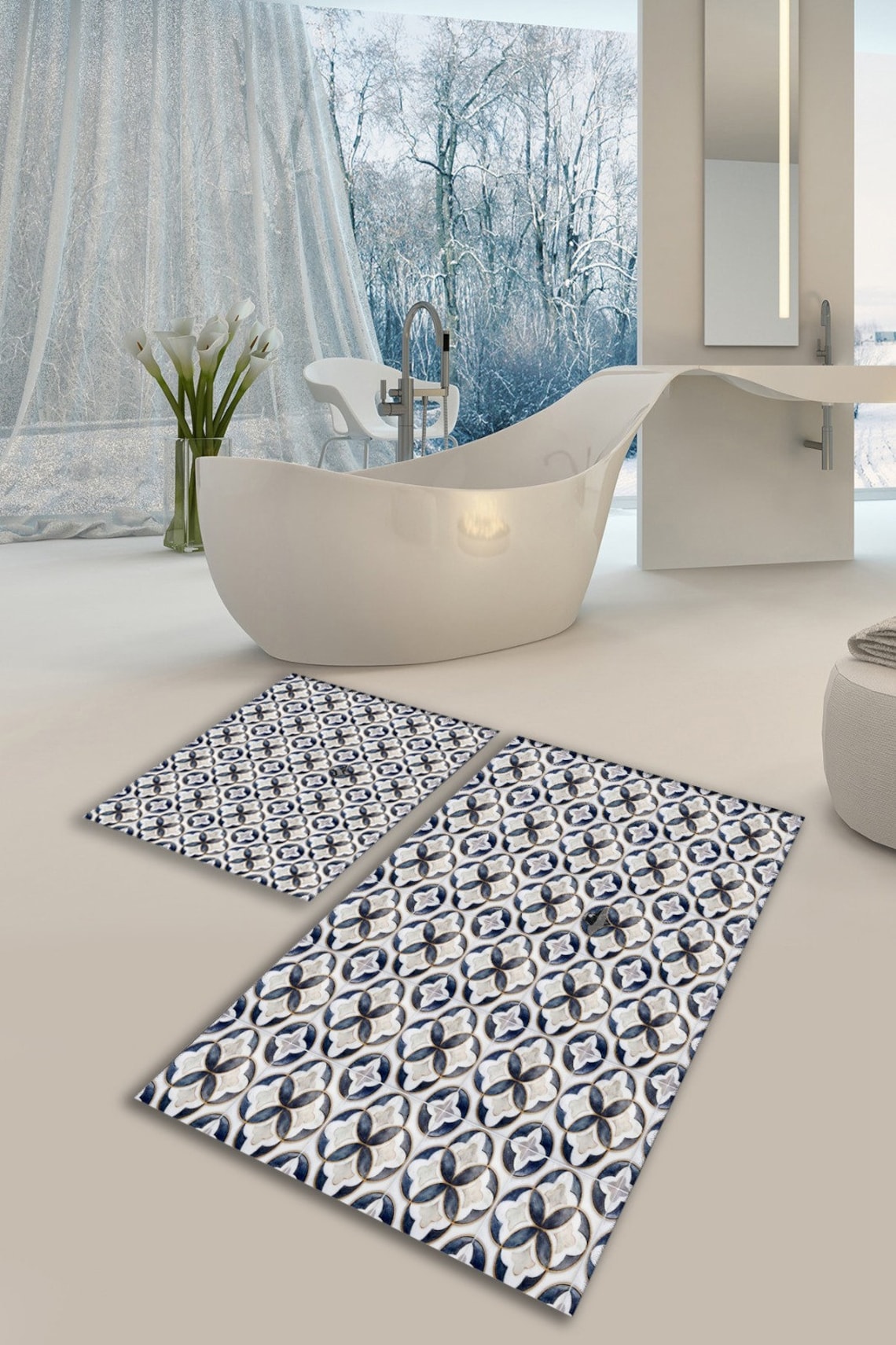 Stone Pattern Shower Mat Interior Design Carpet Modern | Etsy