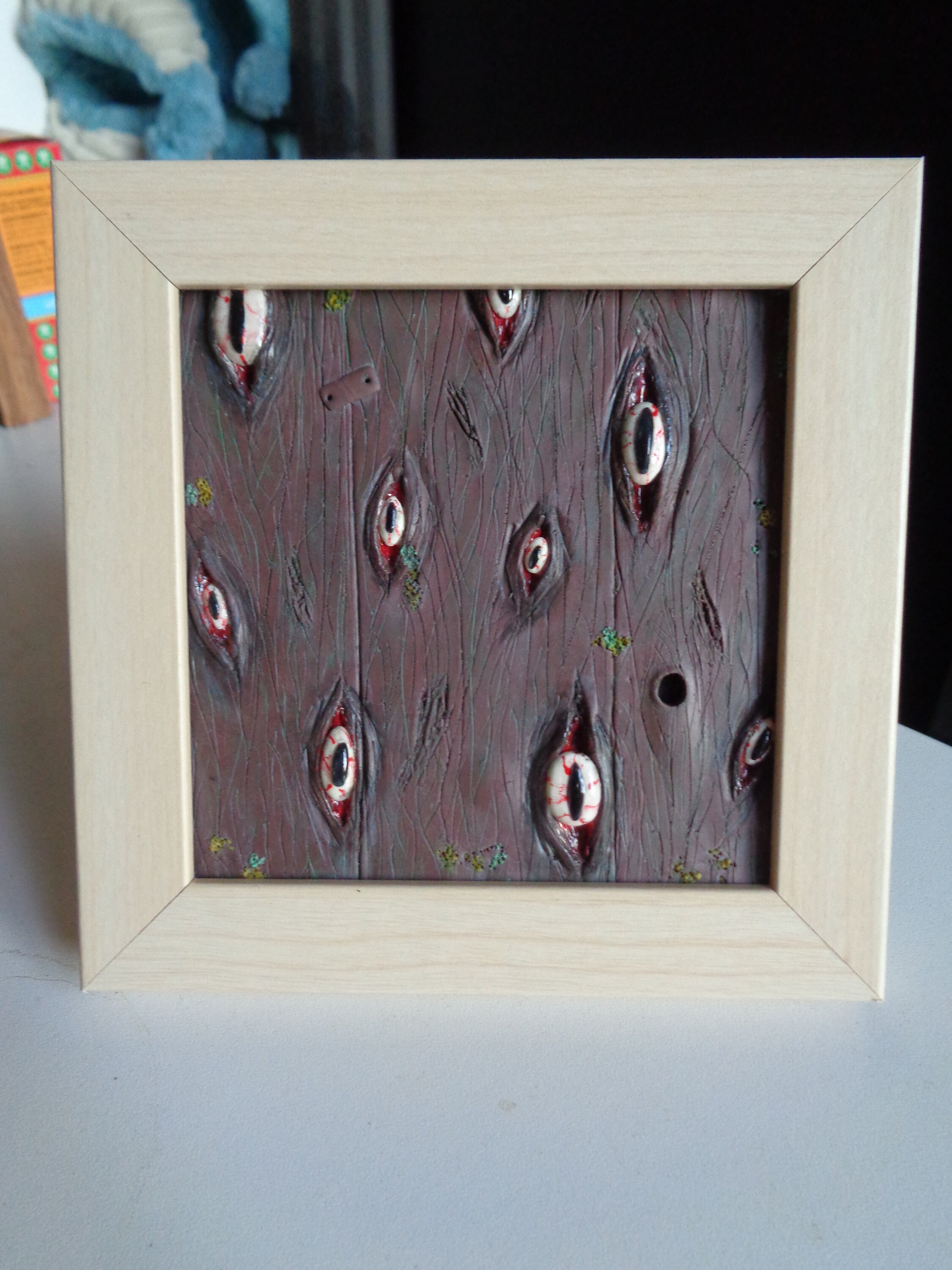 Cadre Hanté, Creepy, Yeux, Barrière en Bois/Fait à La Main - Haunted Frame, Creepy Eyes, Garden Fenc