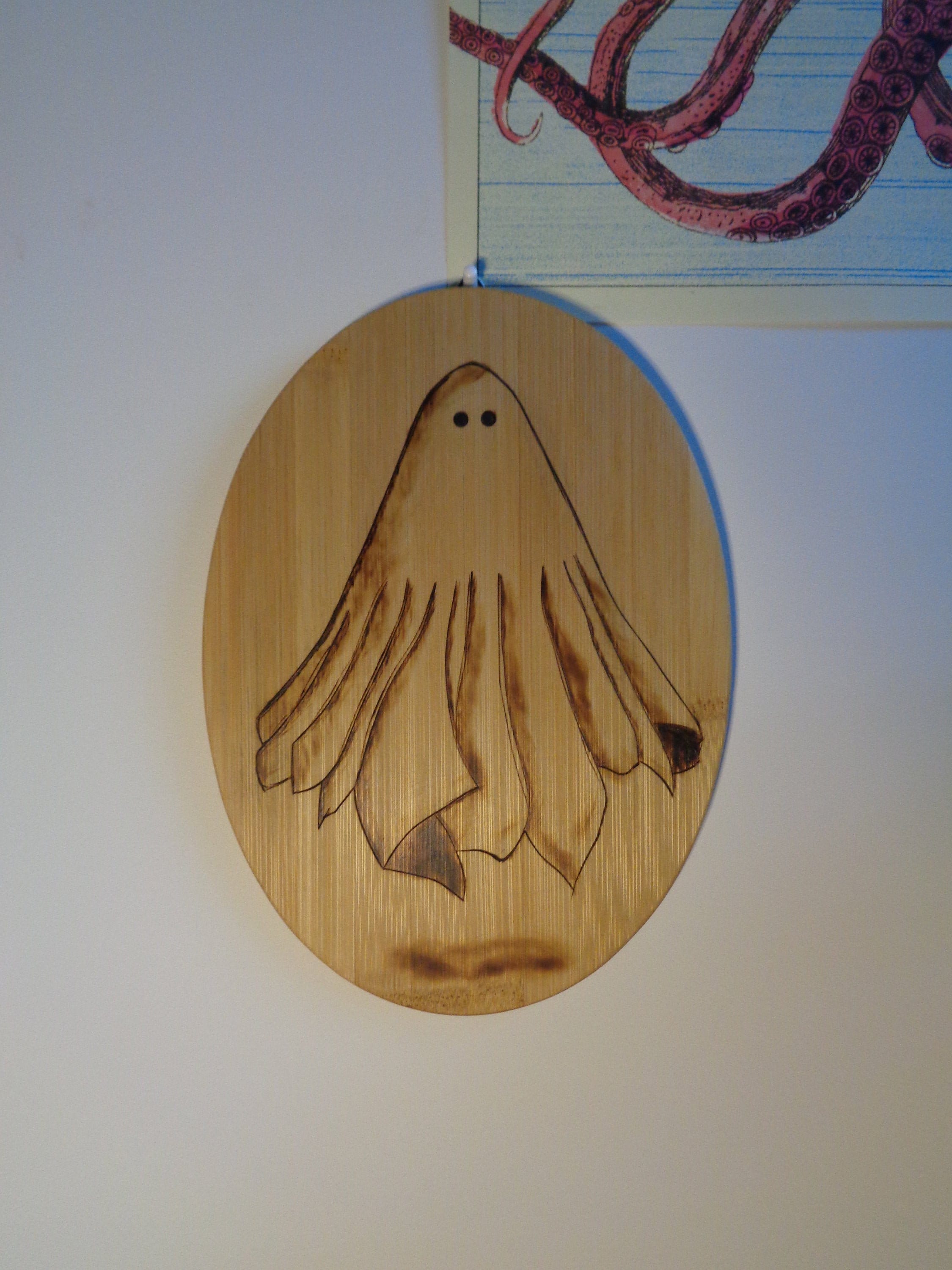 Pyrogravure Fantôme, Bois/Fait Main Wood Burning Ghost, Wood Handmade