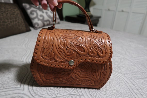 Vintage Handmade Genuine Leather Bag,  Women Purs… - image 2