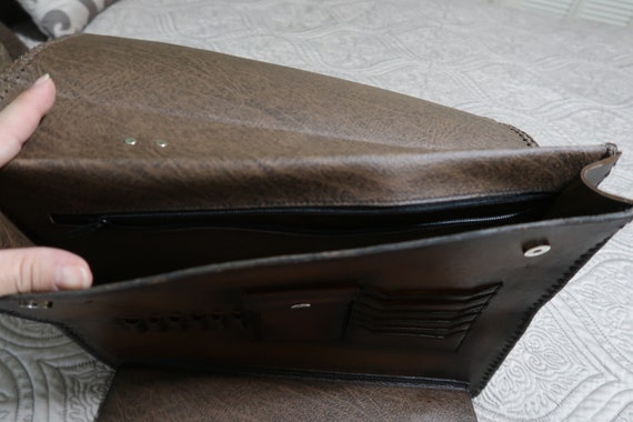 Vintage Handmade Genuine Leather Bag,  Unisex Cro… - image 5