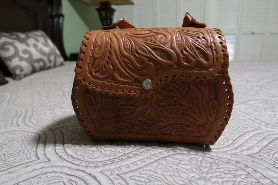 Vintage Handmade Genuine Leather Bag,  Women Purs… - image 4