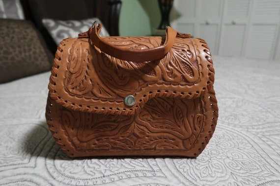 Vintage Handmade Genuine Leather Bag,  Women Purs… - image 1