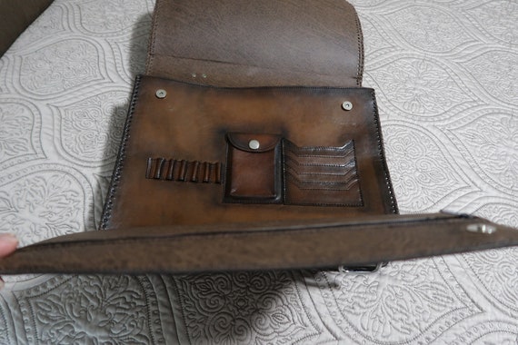 Vintage Handmade Genuine Leather Bag,  Unisex Cro… - image 4