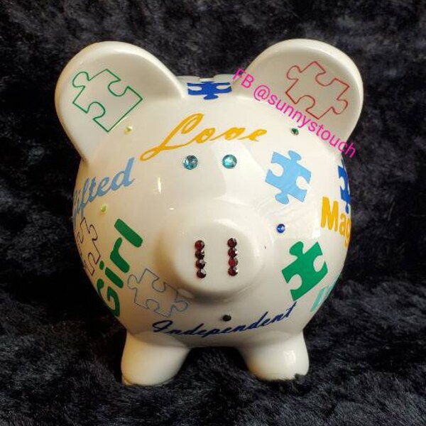 Personalized piggybank,  Piggybank,birthdaygift, baby shower,Christmas gift, newborn,autism,savings, money,autistic,autismawareness, gift