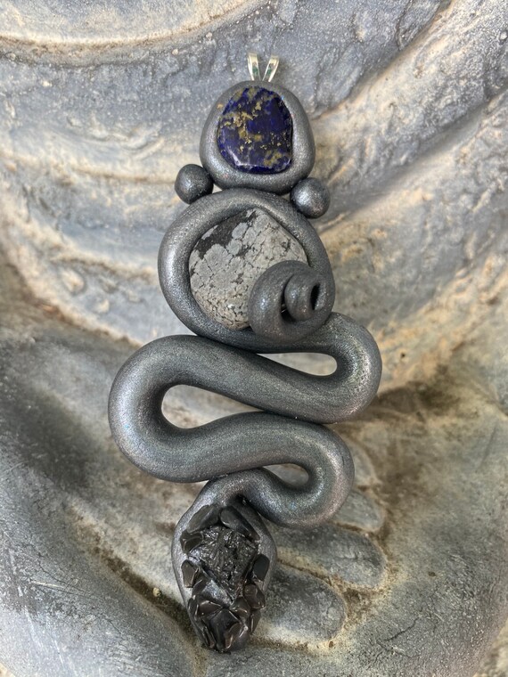 Large Snake and Crystal Pendant