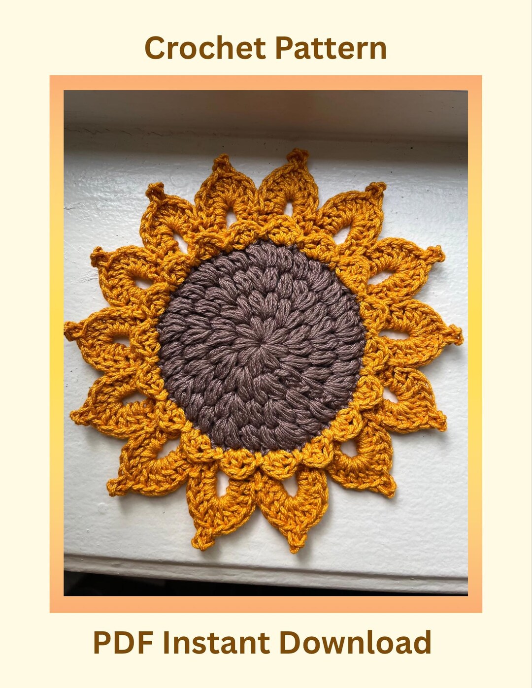 CROCHET PATTERN for the Sunflower Coaster -PDF Download - Easy Floral ...
