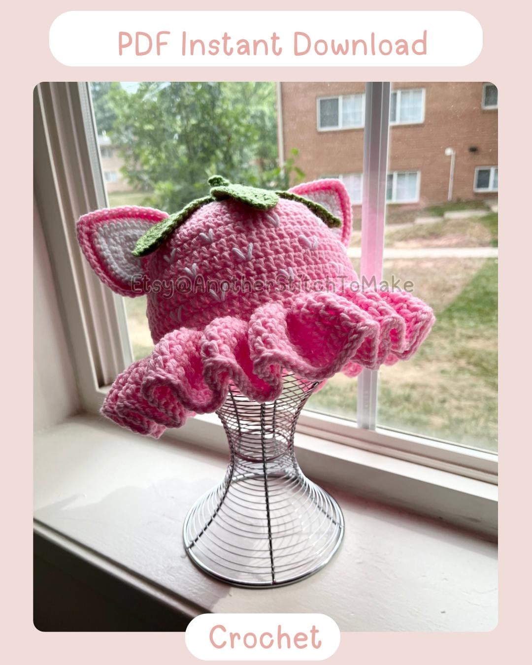 CROCHET PATTERN for the Strawberry Cat Ruffle Bucket Hat! -ruffle ...