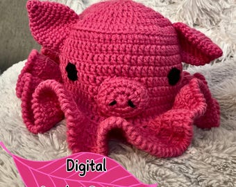 Pattern only, Ruffle Pig Bucket Hat CROCHET PATTERN