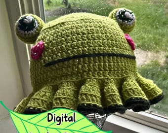 Pattern only, Beaded Frog Ruffle Bucket Hat CROCHET PATTERN