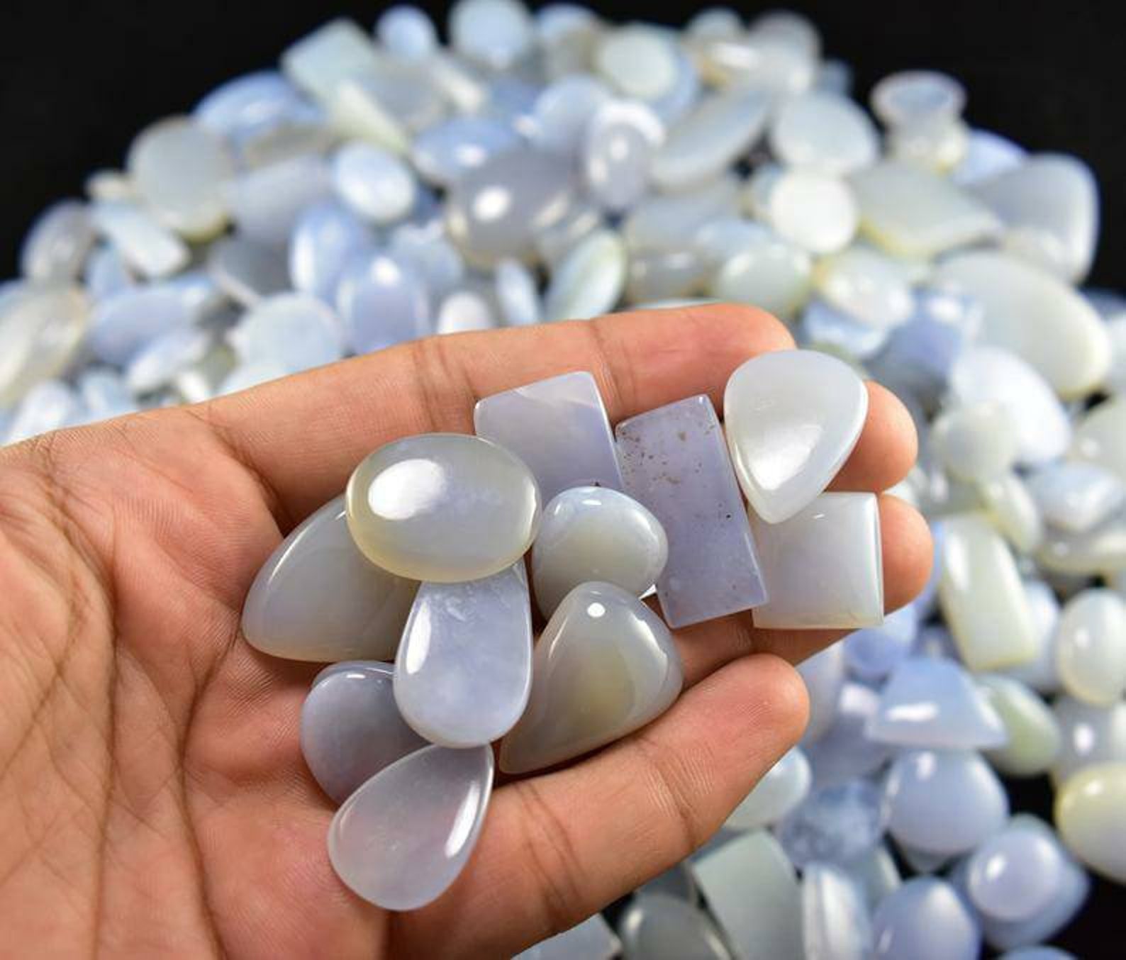 Natural Gray Chalcedony Cabochon Gemstone Loose Smooth Polish Etsy