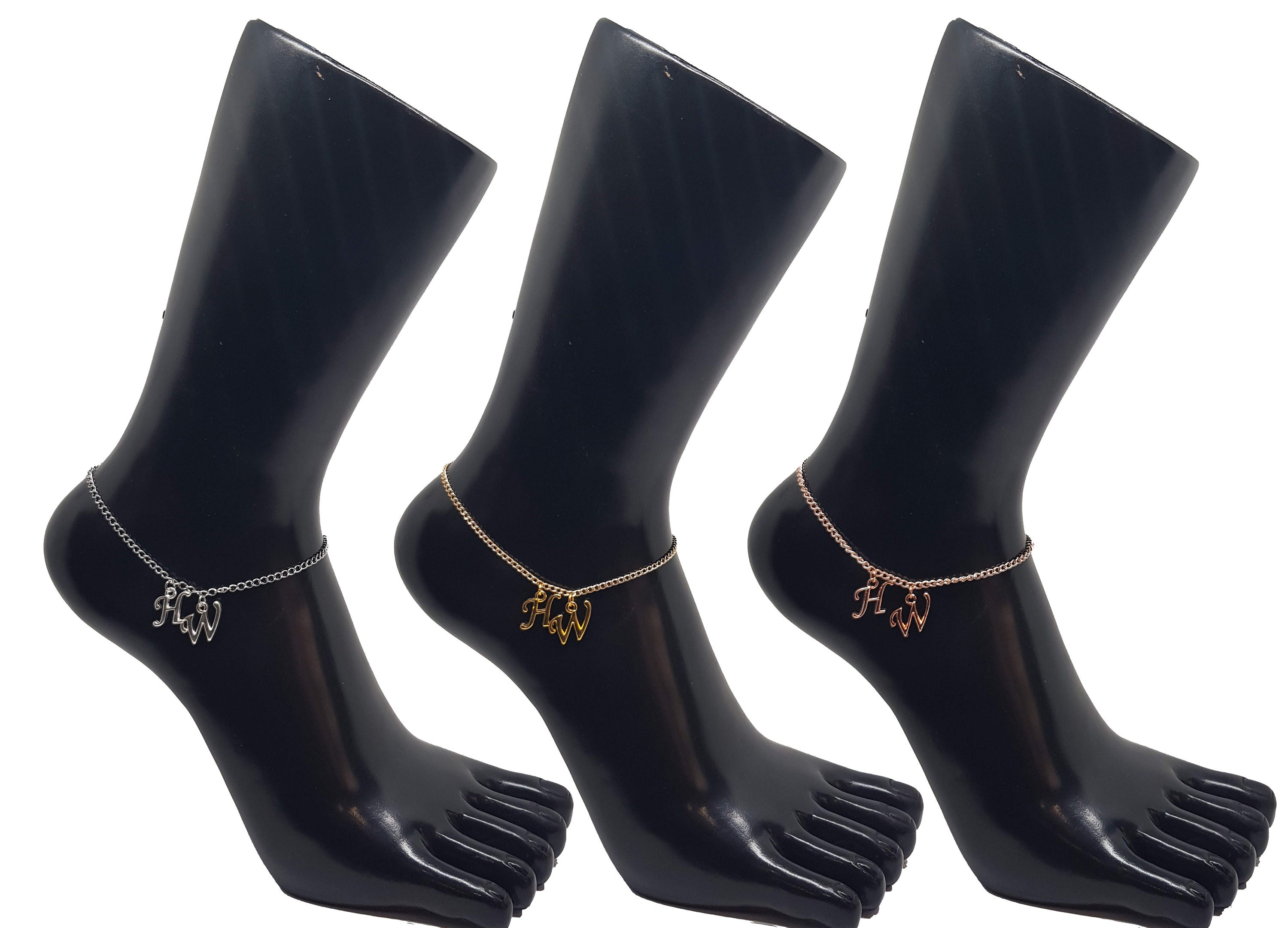 HW Anklet 3 Colours Golden Silver Rose Gold Ankle Chain Etsy