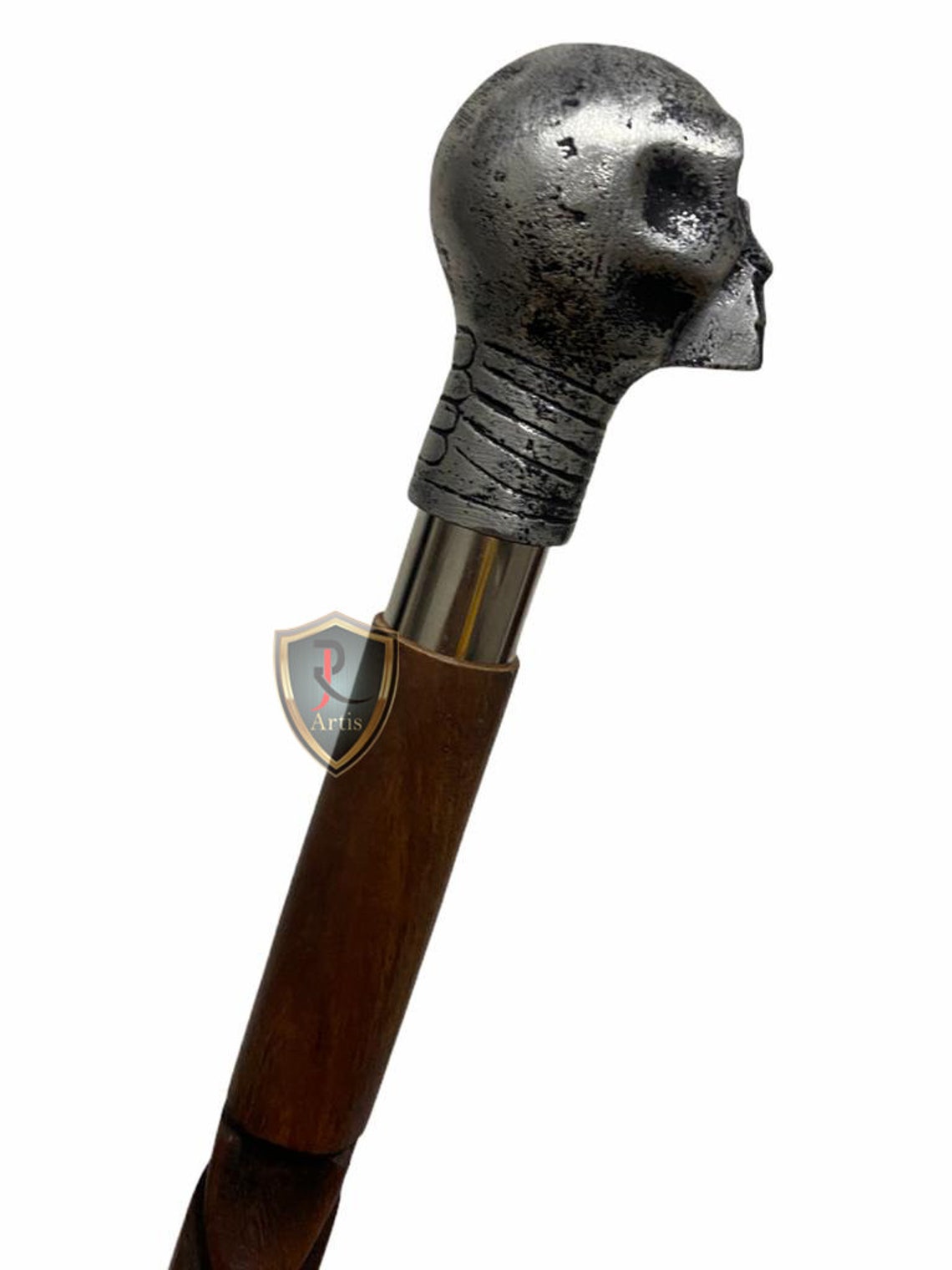 Handmade Wooden Walking Stick Skull Head Handle Walking Stick Etsy