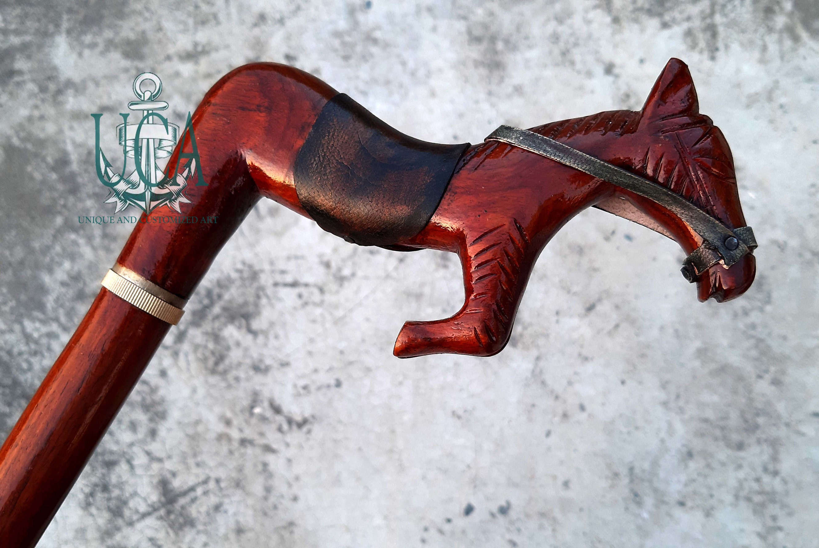 Horse Head Wooden Walking Stick Cane Gift For Men Gentleman Etsy