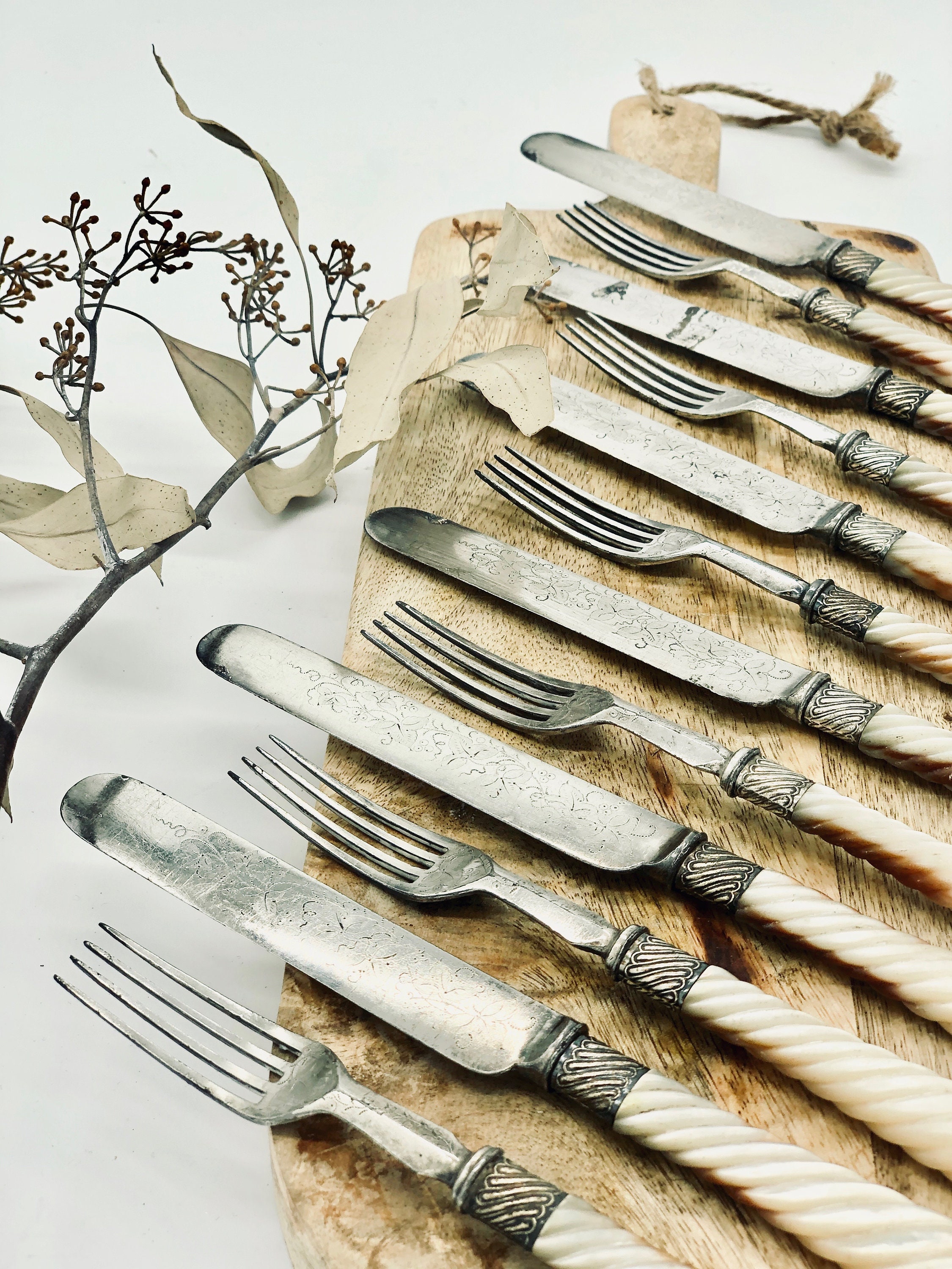 Beautiful antique 12piece cutlery from England Etsy
