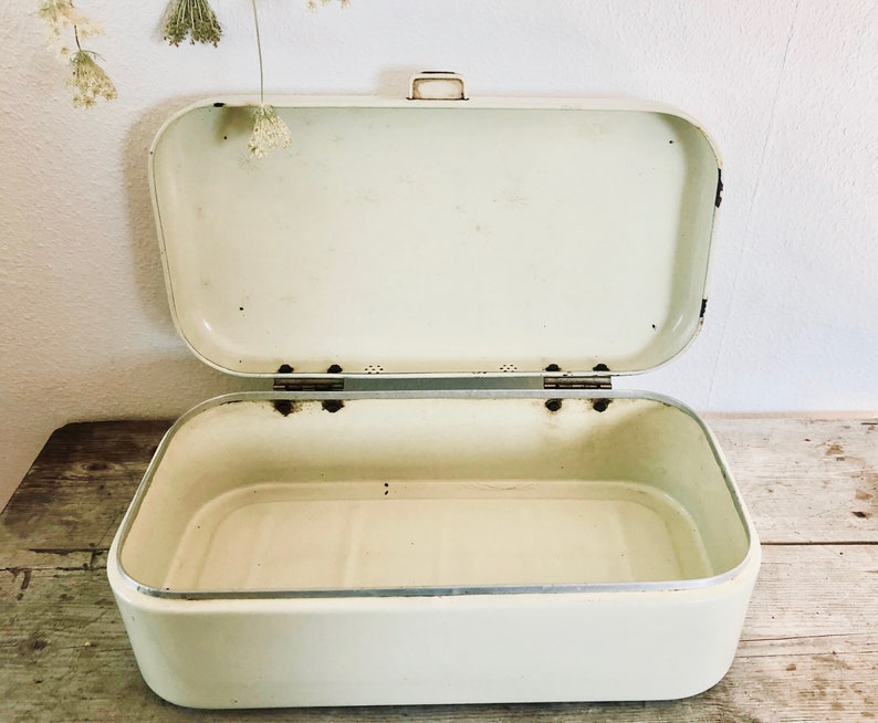 Vintage Enamel Bread Box / Vintage Enamel Bread Container / Etsy