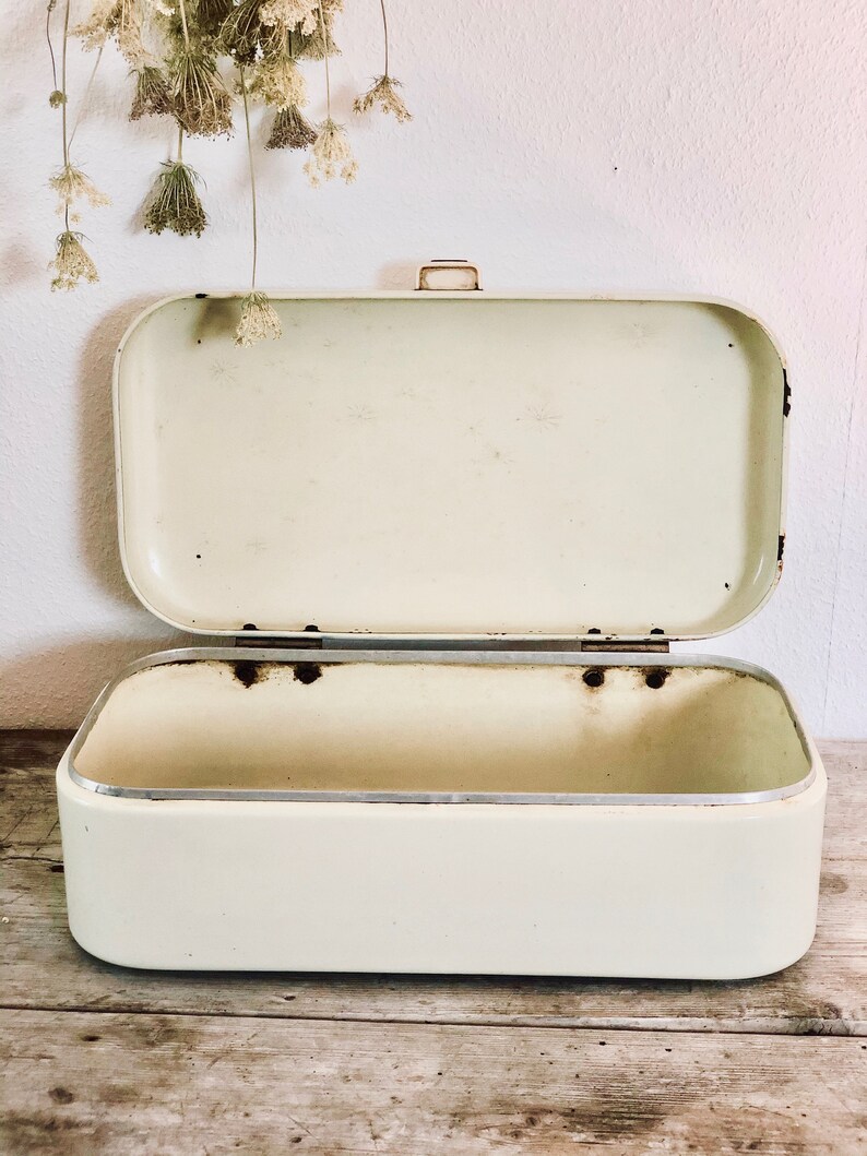 Vintage Enamel Bread Box / Vintage Enamel Bread Container / Etsy